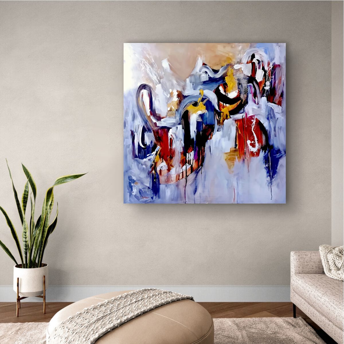 Abstract Painting - Dance of The Shadows 100x100 cm - Image 10