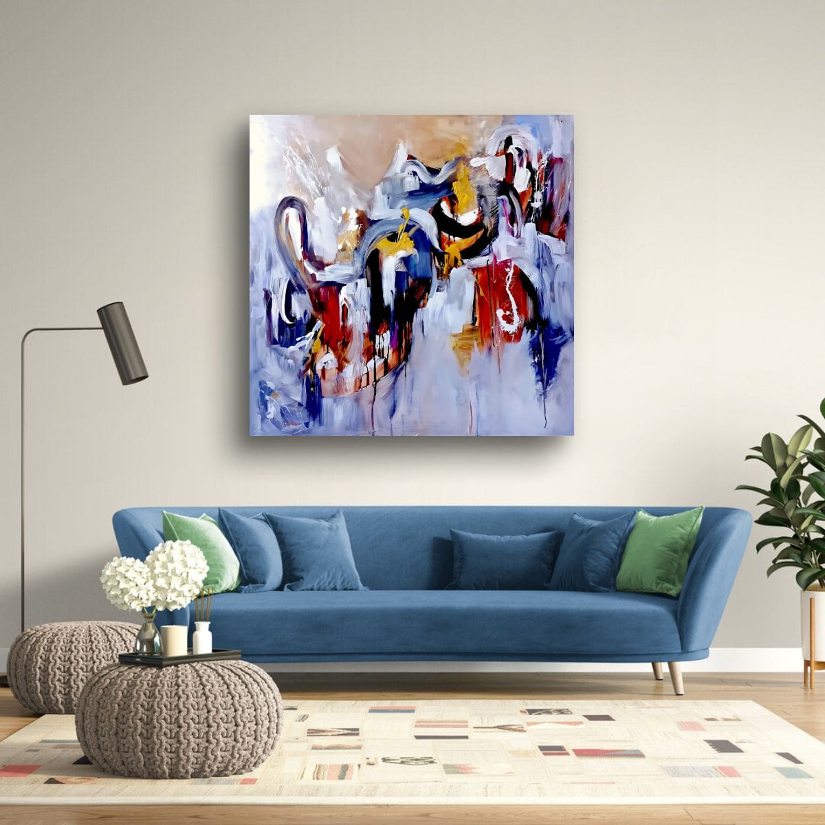 Abstract Painting - Dance of The Shadows 100x100 cm - Image 5