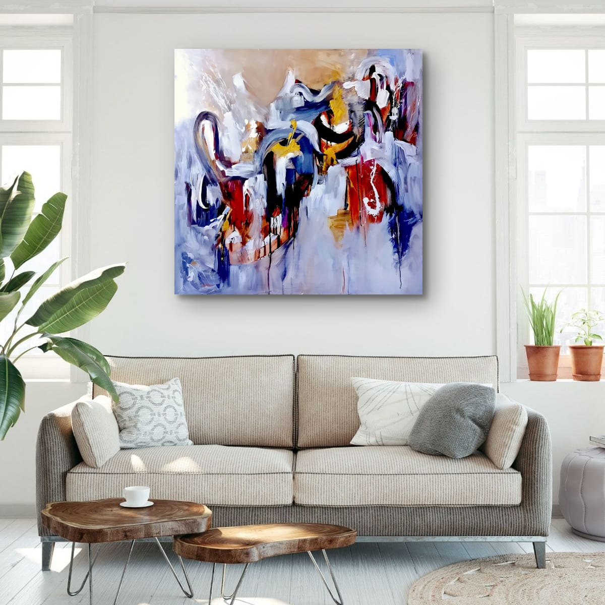Abstract Painting - Dance of The Shadows 100x100 cm - Image 4