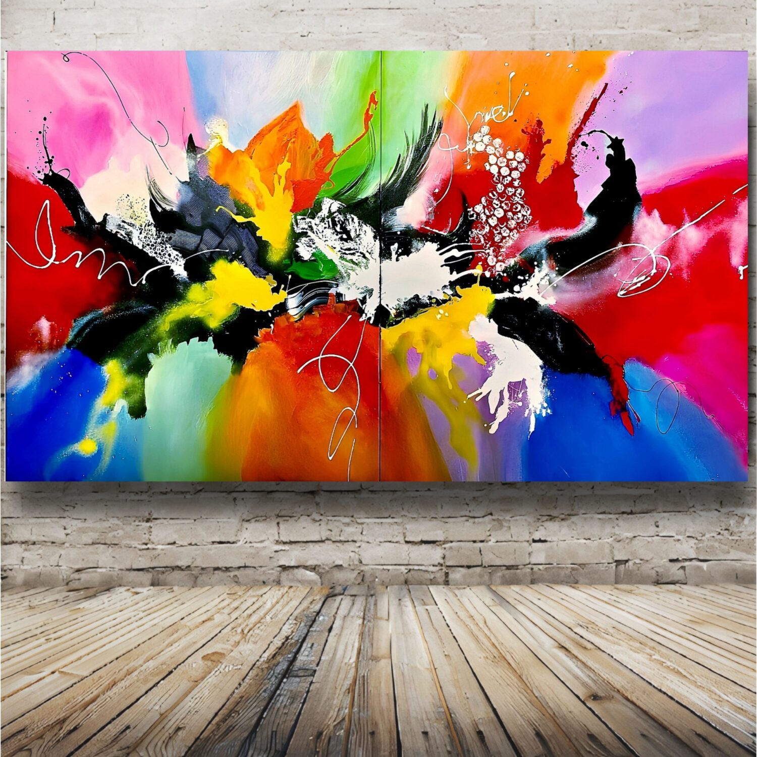 Contemporary abstract wall art by Selda Bergman using expressive brushstrokes in bold colors