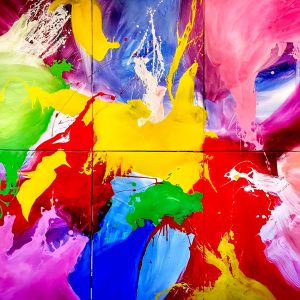 Abstract Painting - Dance of Colors 140x150 cm