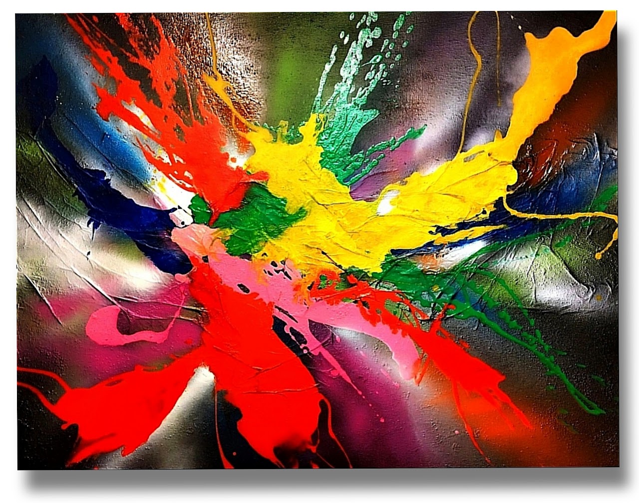 Abstract Painting - Dancing in The Lights 70x90 cm