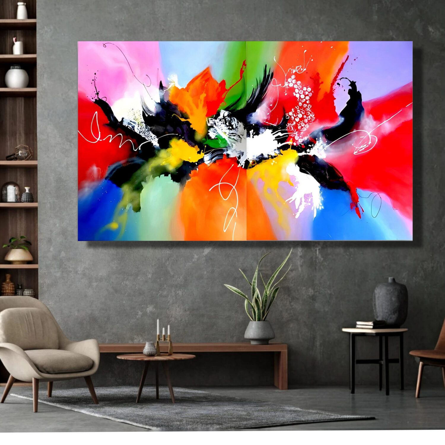Contemporary abstract wall art by Selda Bergman using expressive brushstrokes with fluid sweeping lines