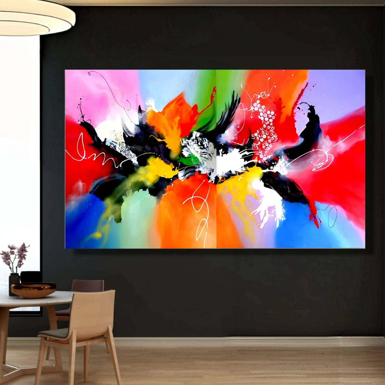 Contemporary abstract wall art by Selda Bergman using expressive brushstrokes with high‑contrast tones