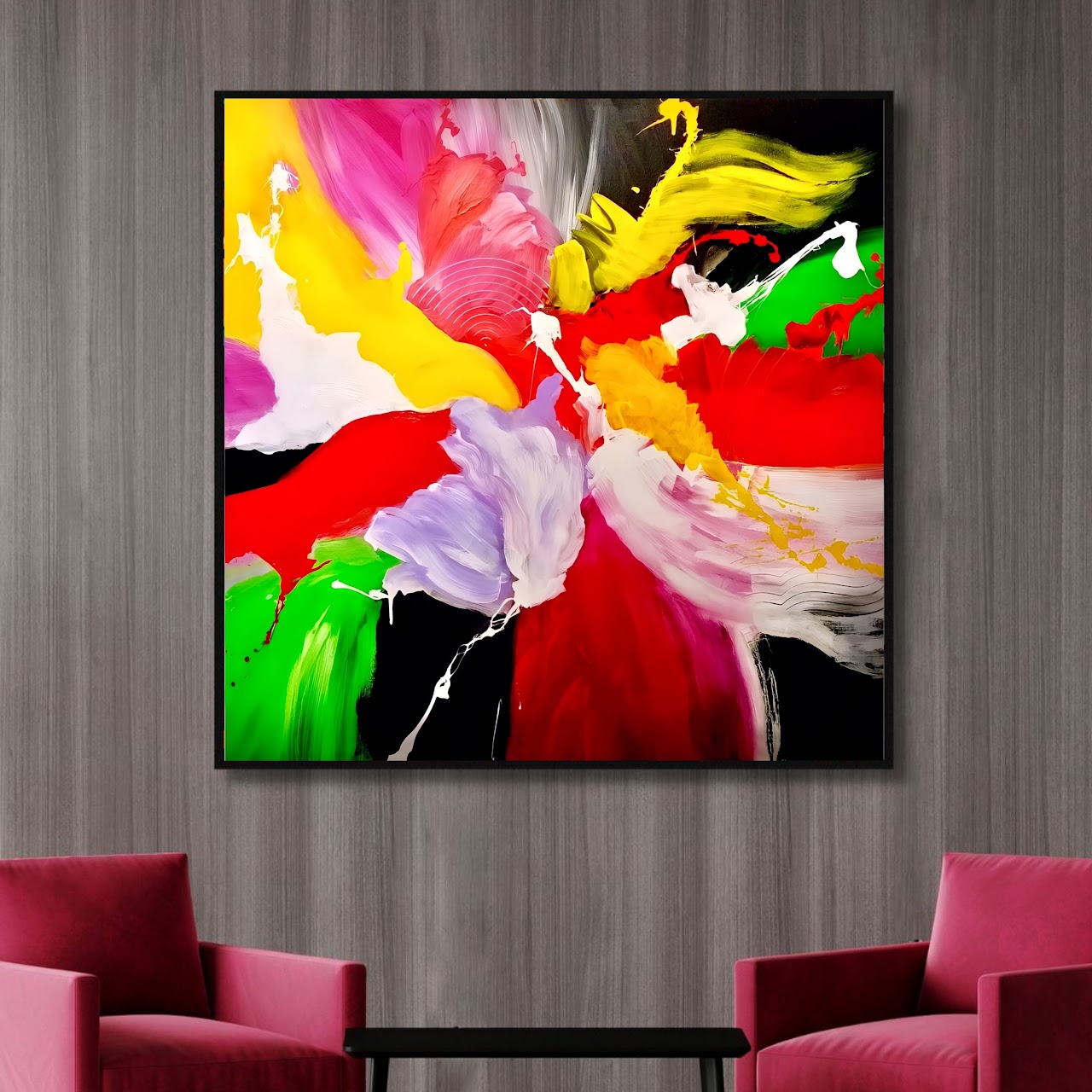 Abstract Painting - Rainbow Revelry 100x100 cm - Image 2
