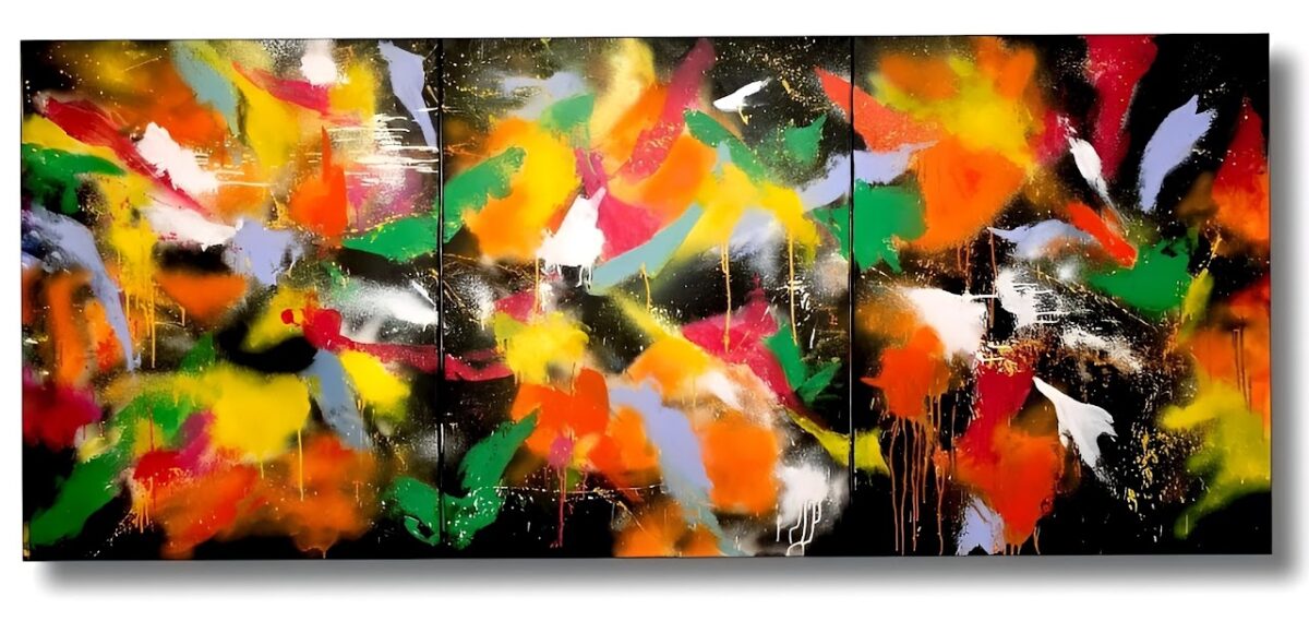 Abstract Painting - Transformative Flames 90x210 cm