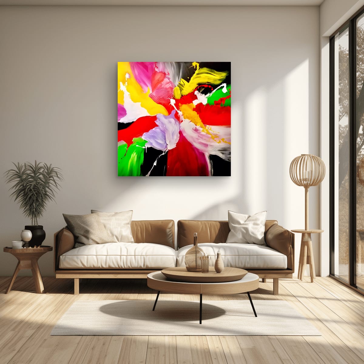 Abstract Painting - Rainbow Revelry 100x100 cm - Image 3