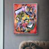 Geometric abstract art piece by Selda Bergman with layered structural patterns forming a balanced composition
