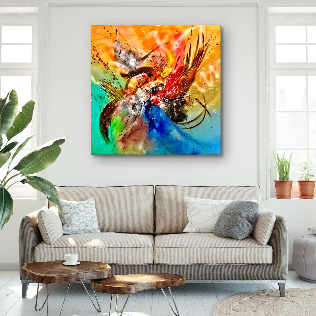 Abstract Painting - Flapping Effect 100x100 cm - Image 6