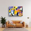 Layered acrylic abstract composition by Selda Bergman with rich textured surfaces
