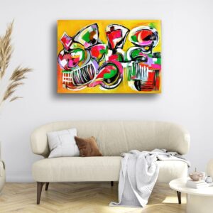 Geometric abstract art piece by Selda Bergman featuring dynamic intersecting lines