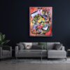 Geometric abstract art piece by Selda Bergman with layered structural patterns and multi‑level abstract painting