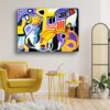 Layered acrylic abstract composition by Selda Bergman using dynamic overlapping strokes