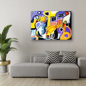 Layered acrylic abstract composition by Selda Bergman with fluid layered movement