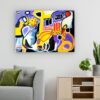 Layered acrylic abstract composition by Selda Bergman in a modern abstract structure