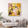 Vibrant oil abstract artwork by Selda Bergman with bold color contrasts