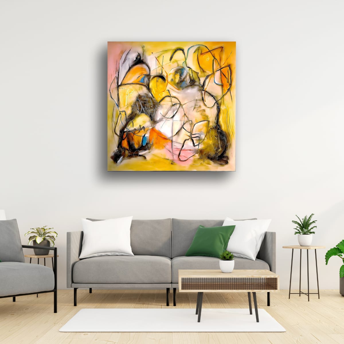 Cubistic Painting - Glowing Dreams 100x100 cm - Image 10