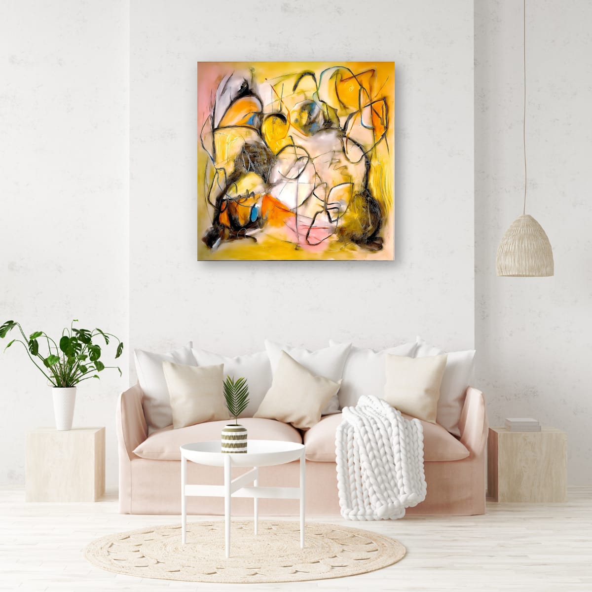 Cubistic Painting - Glowing Dreams 100x100 cm - Image 9