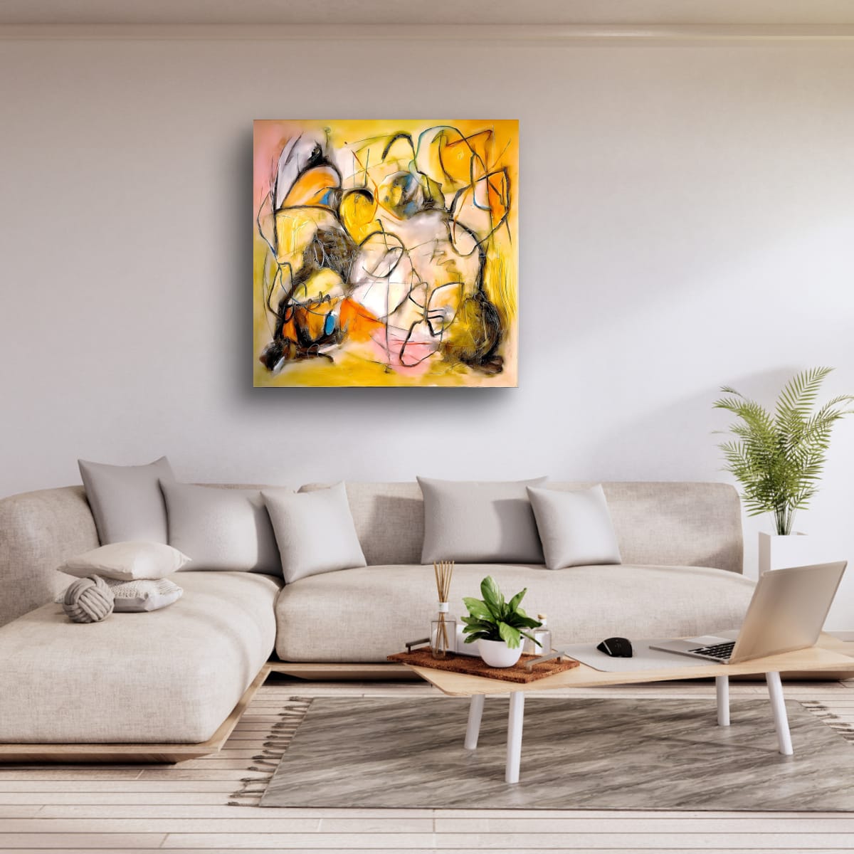 Cubistic Painting - Glowing Dreams 100x100 cm - Image 8