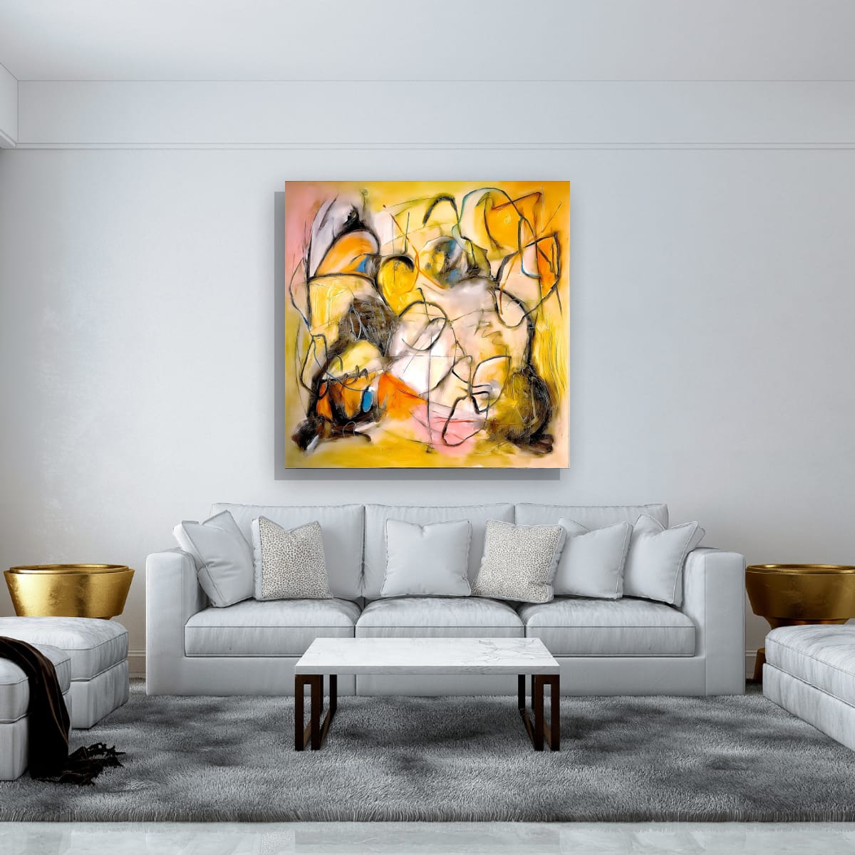 Cubistic Painting - Glowing Dreams 100x100 cm - Image 7