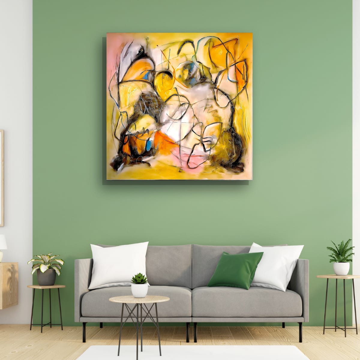 Cubistic Painting - Glowing Dreams 100x100 cm - Image 6