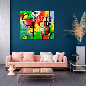 Geometric abstract art piece by Selda Bergman in the room 1