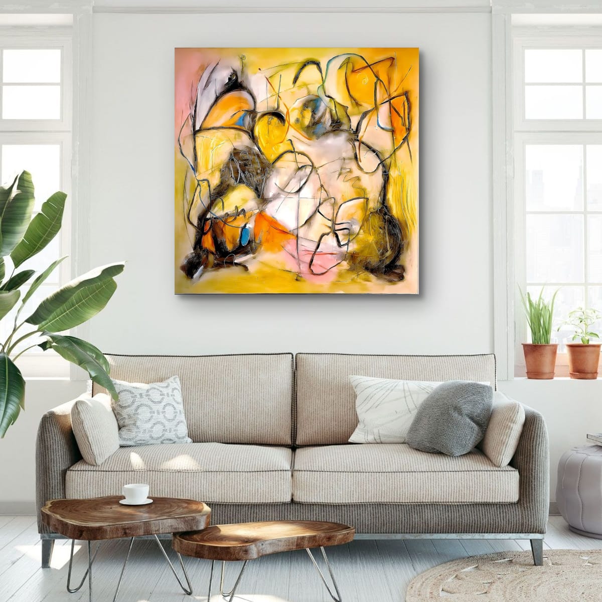 Cubistic Painting - Glowing Dreams 100x100 cm - Image 5