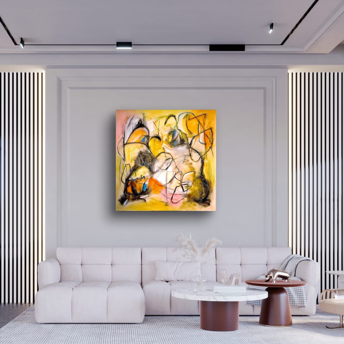 Cubistic Painting - Glowing Dreams 100x100 cm - Image 4