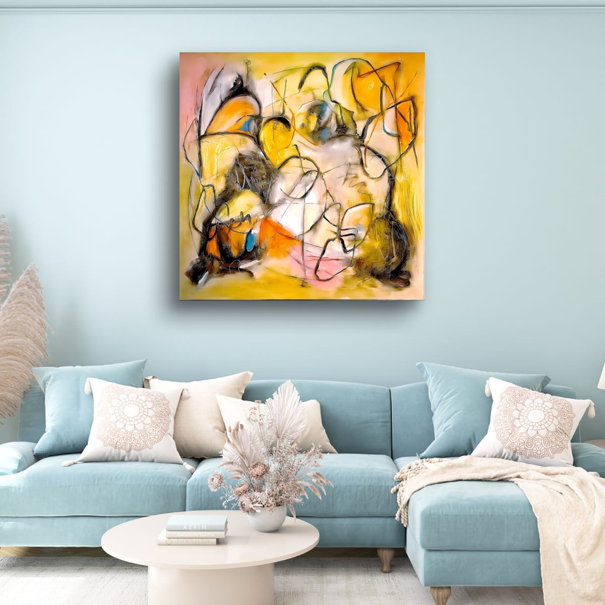 Cubistic Painting - Glowing Dreams 100x100 cm - Image 3