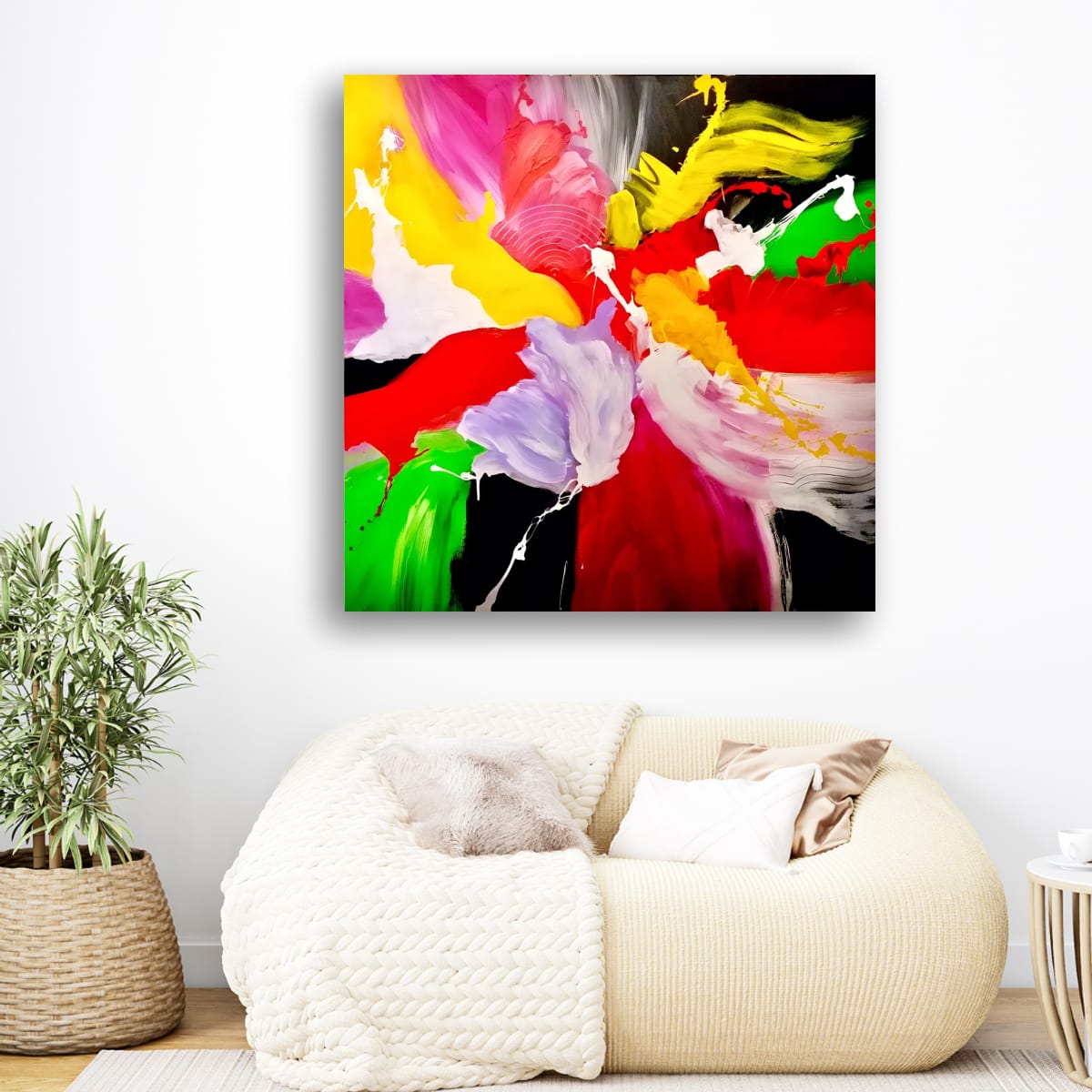 Abstract Painting - Rainbow Revelry 100x100 cm - Image 6
