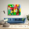 Geometric abstract art piece by Selda Bergman in room