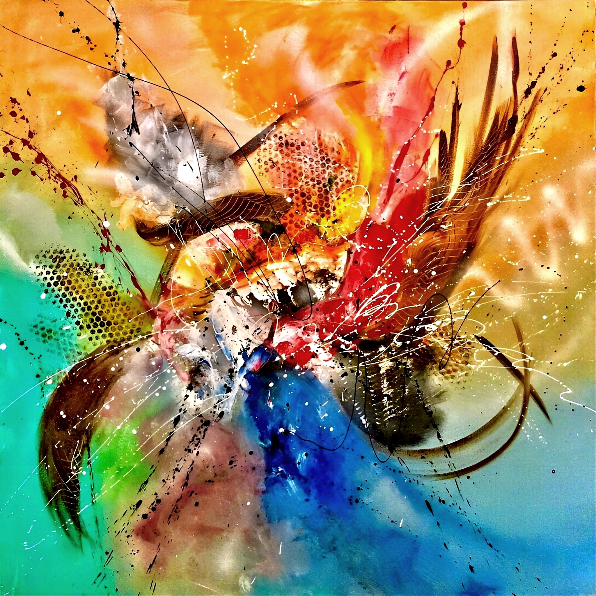 Abstract Painting - Flapping Effect 100x100 cm - Image 15