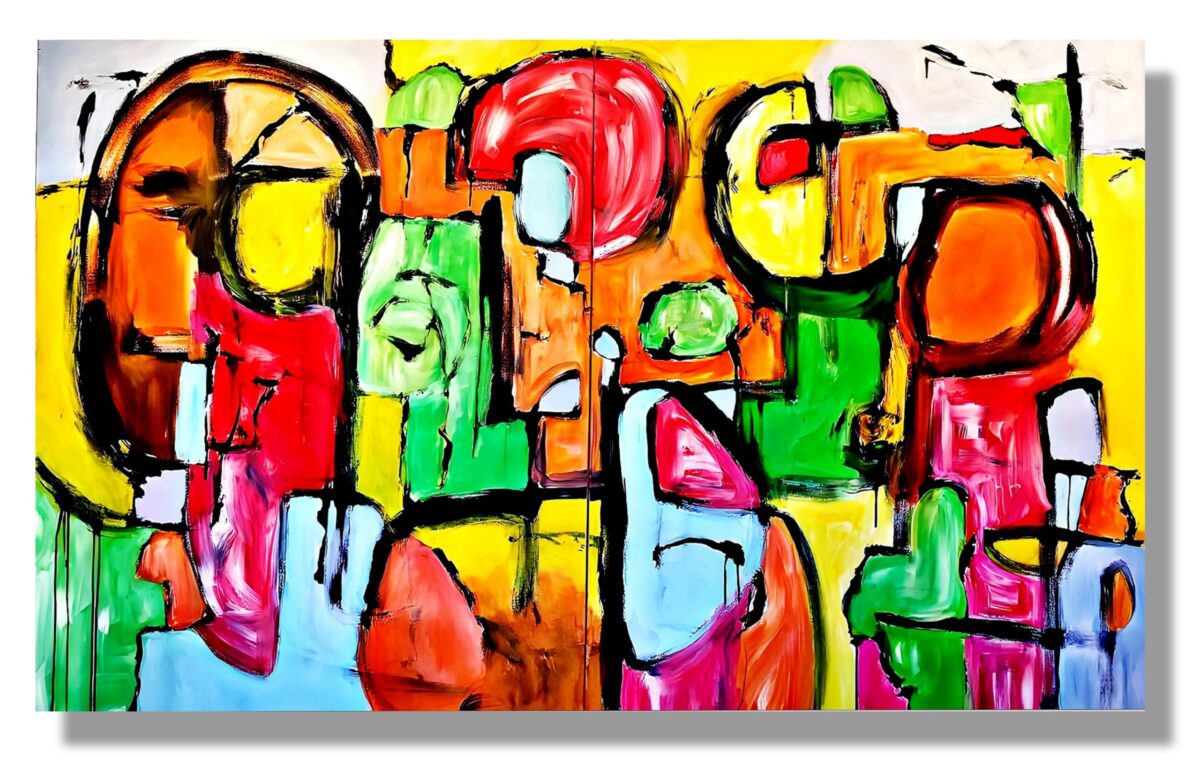 Cubistic Painting - Geometric Harmony 120x200 cm