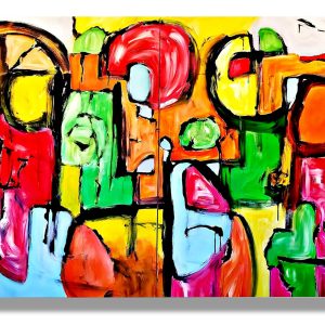 Cubistic Painting - Geometric Harmony 120x200 cm