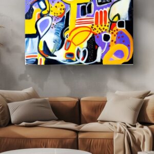 Layered acrylic abstract composition by Selda Bergman with deep acrylic color fields