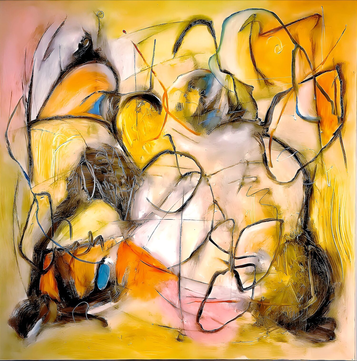 Vibrant oil abstract artwork by Selda Bergman details