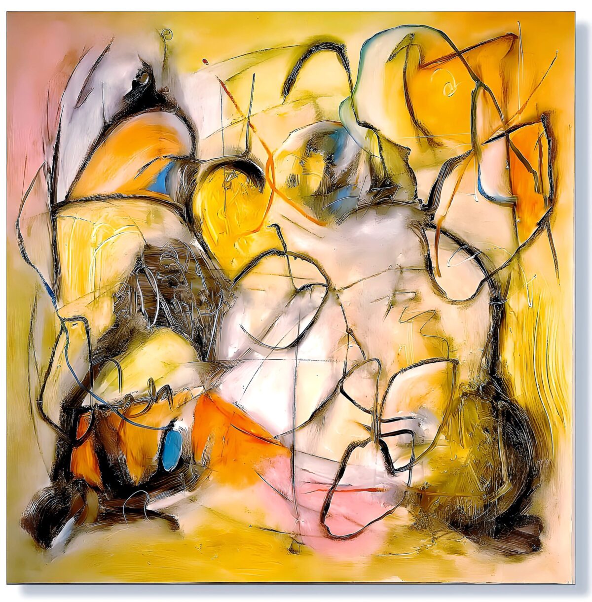 Vibrant oil abstract artwork by Selda Bergman with dynamic layered color blends