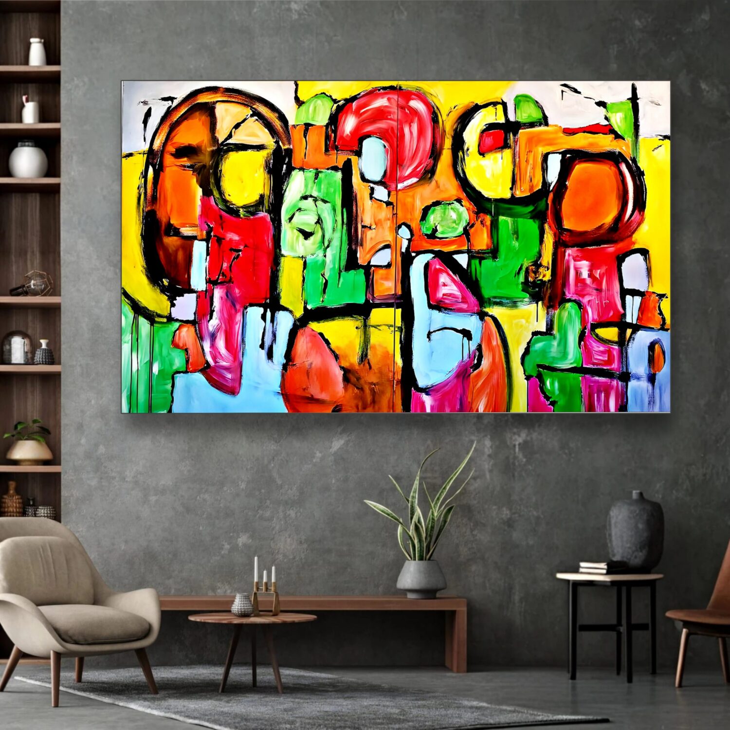 Geometric abstract art piece by Selda Bergman with layered structural patterns and intersecting geometric lines