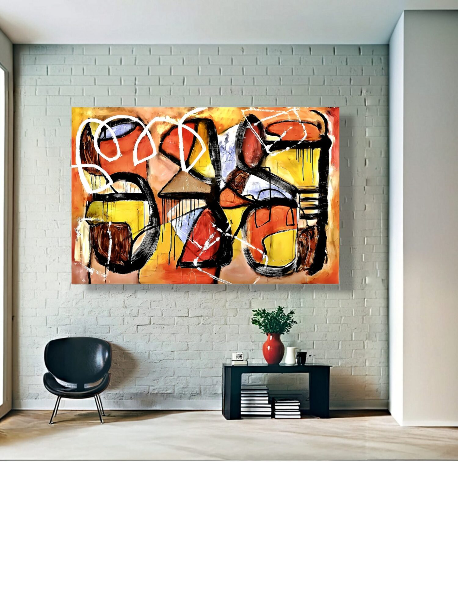 Contemporary abstract wall art by Selda Bergman with textured acrylic details