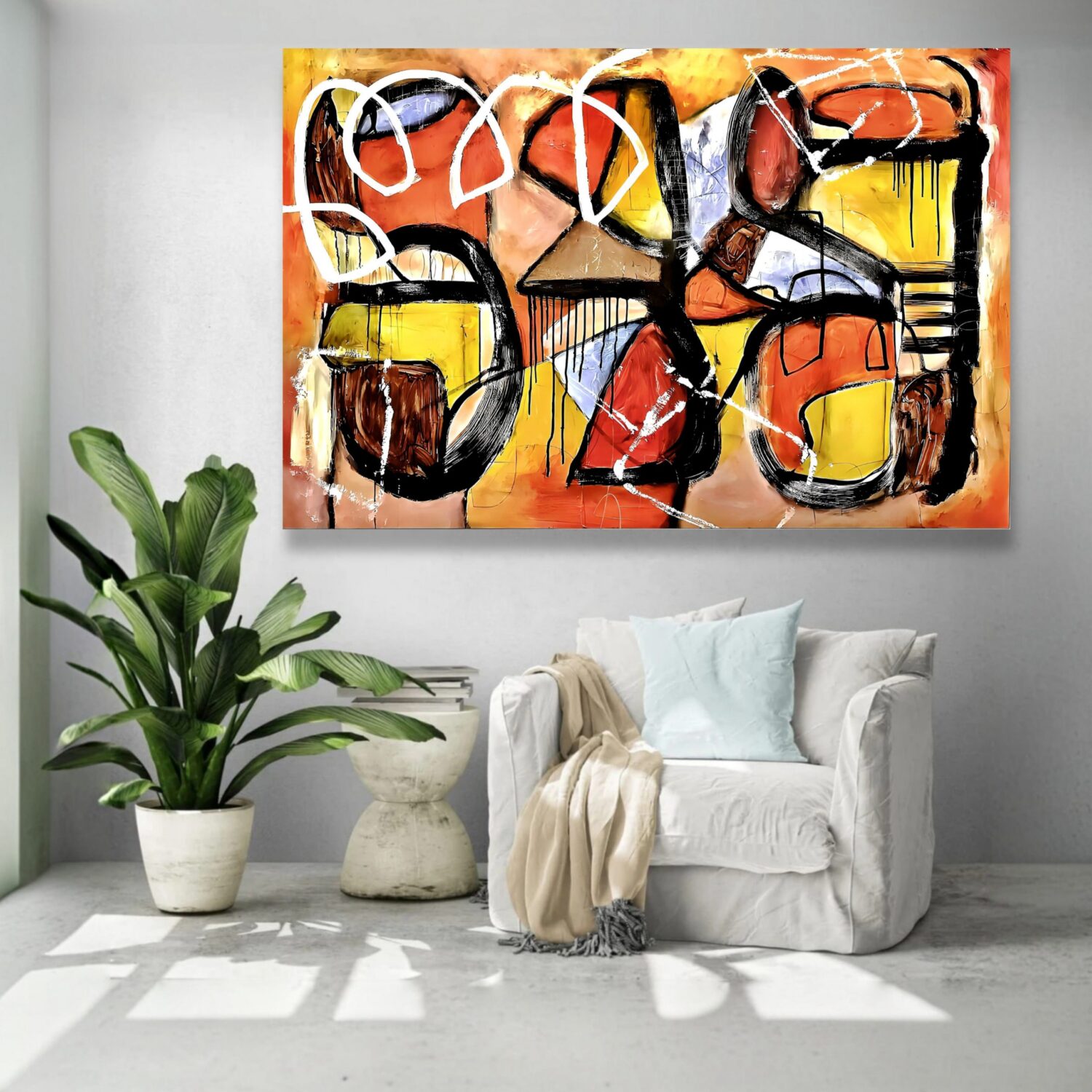 Contemporary abstract wall art by Selda Bergman using expressive brushstrokes