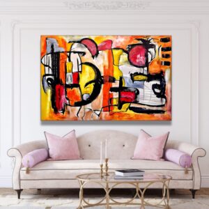 Large contemporary abstract wall art by Selda Bergman - in the room