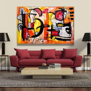 Large contemporary abstract wall art by Selda Bergman- on the wall