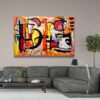 Large contemporary abstract wall art by Selda Bergman - grey tones room