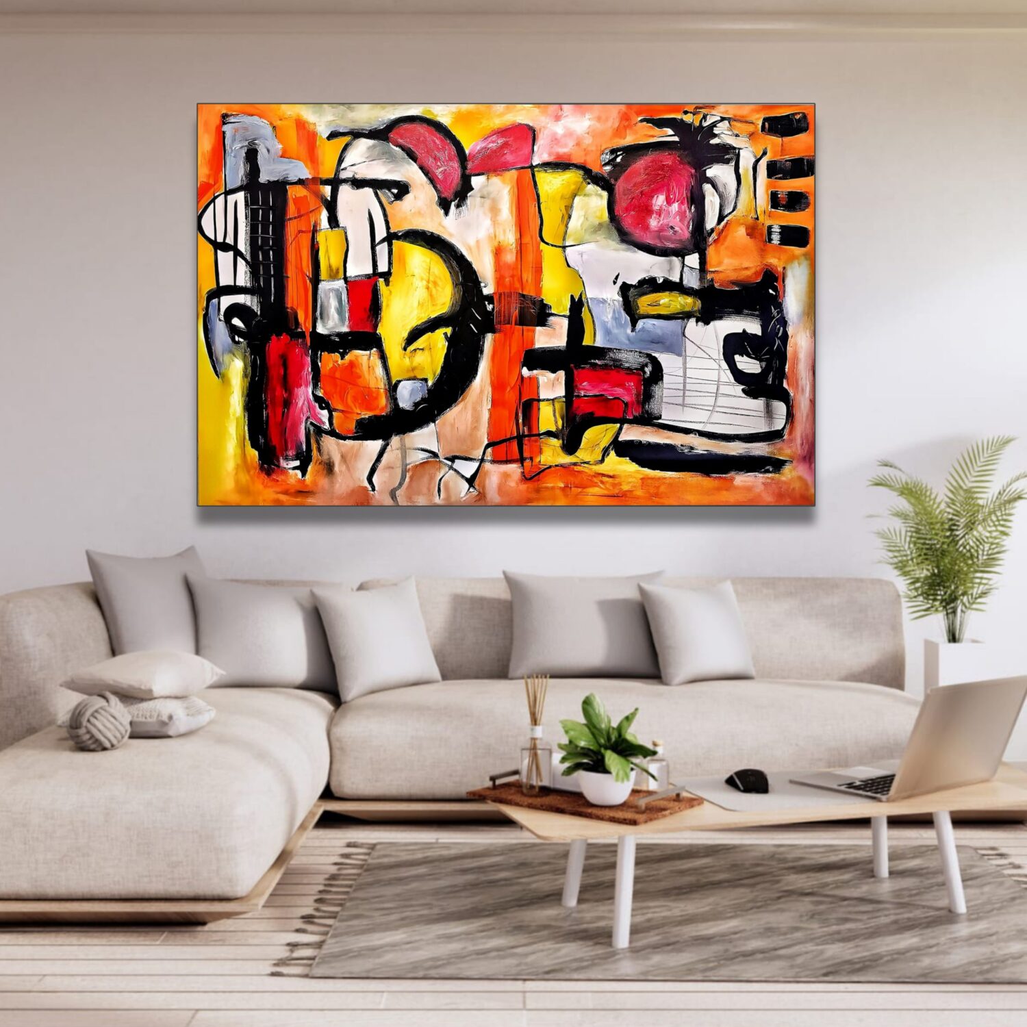 Large contemporary abstract wall art by Selda Bergman - in light room