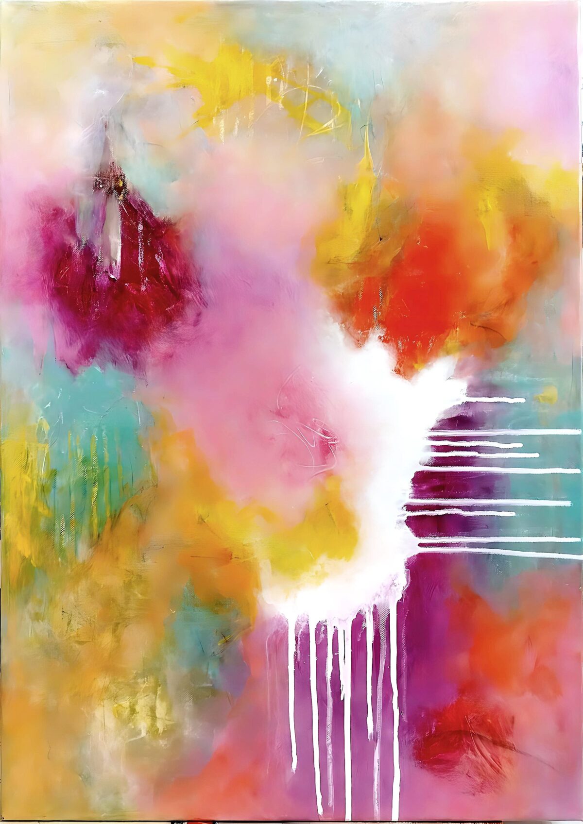 oft pastel‑tone abstract canvas by Selda Bergman in a soothing abstract composition