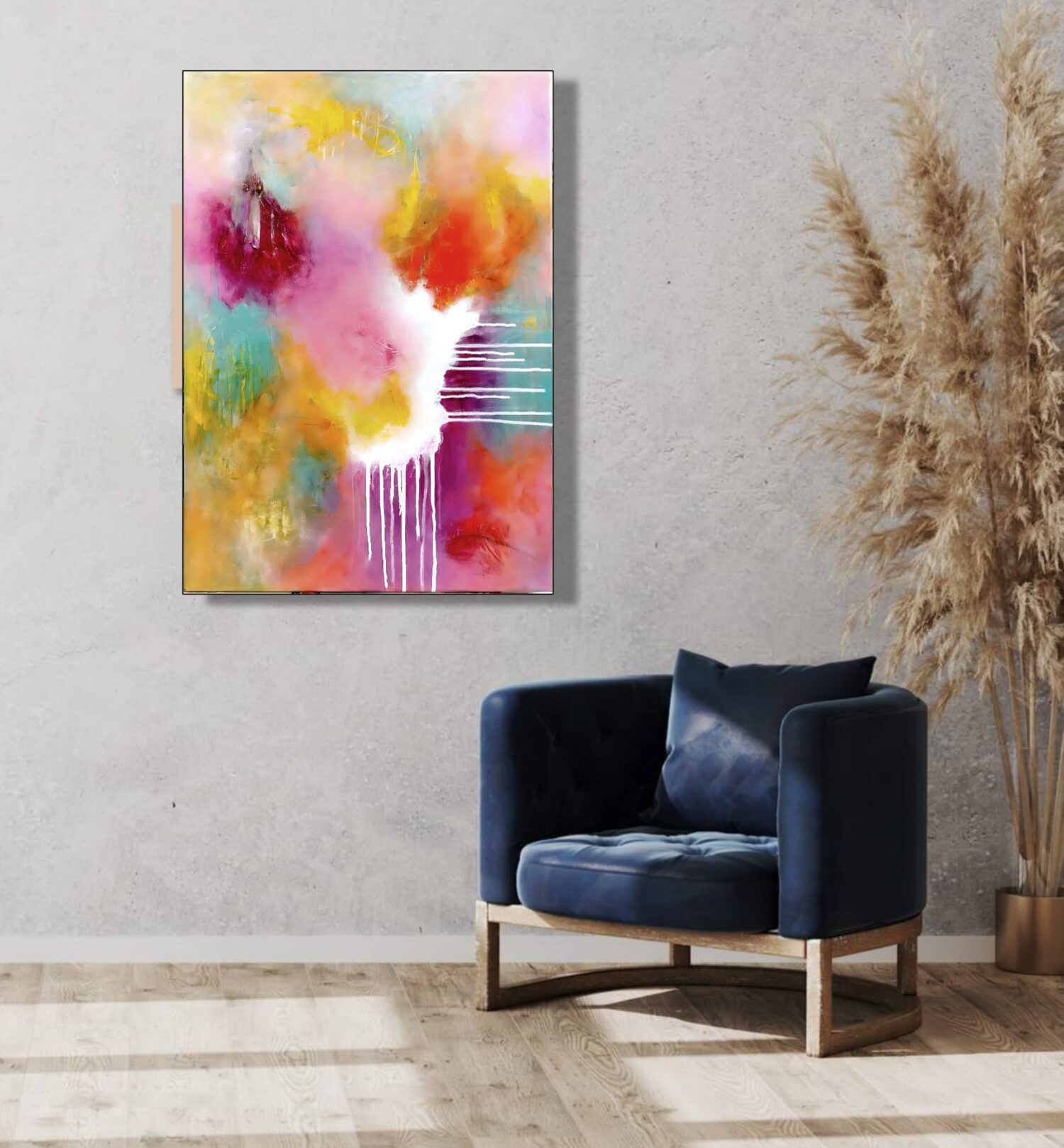 Soft pastel‑tone abstract canvas by Selda Bergman with harmonious pastel blending