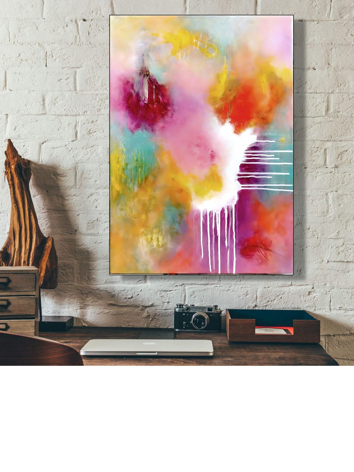 Soft pastel‑tone abstract canvas by Selda Bergman in a calming minimalist style