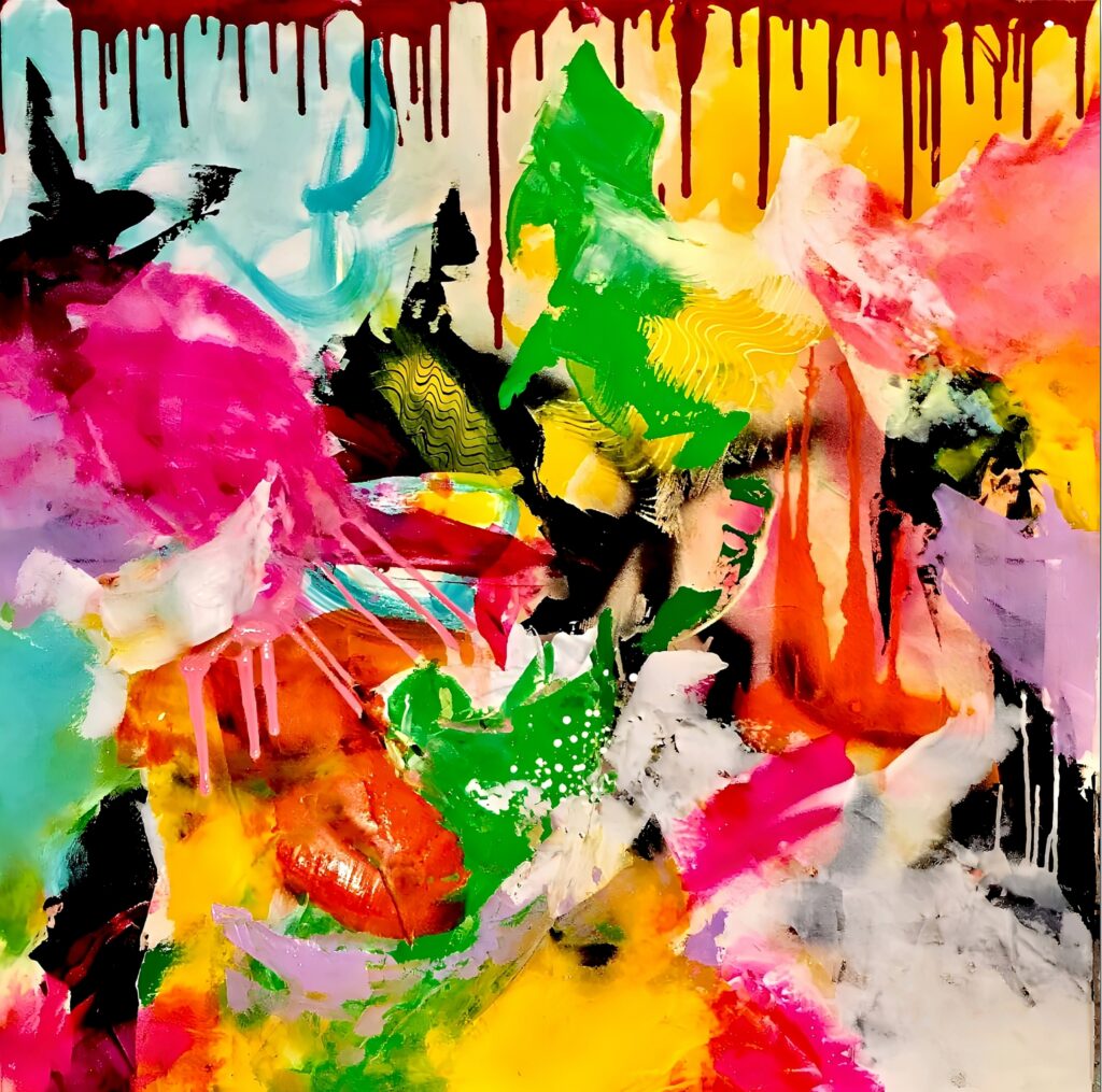 Colorful expressive brushstroke painting by Selda Bergman
